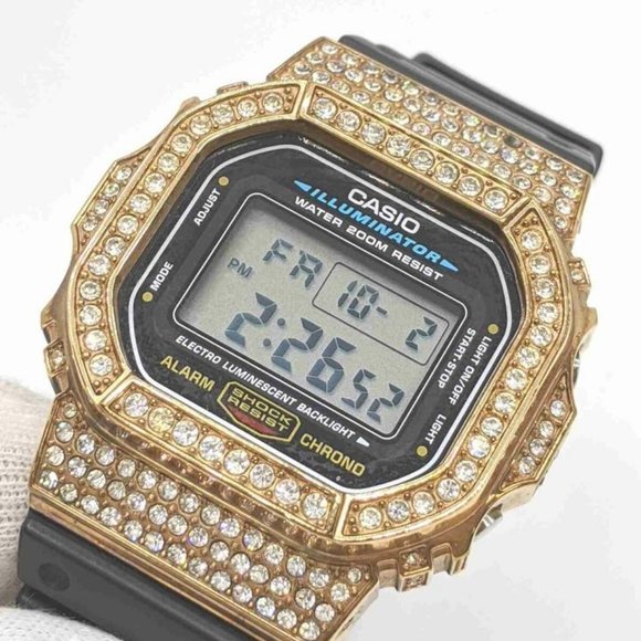 Casio Custom Gold Plated Crystal  DW-5600E G-SHOCK - Picture 10 of 12